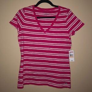 Vineyard vines striped tee pink white